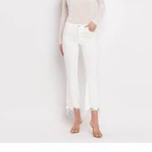 Vervet High Rise White Flare Cropped Jeans with Frayed Hem, Size 29